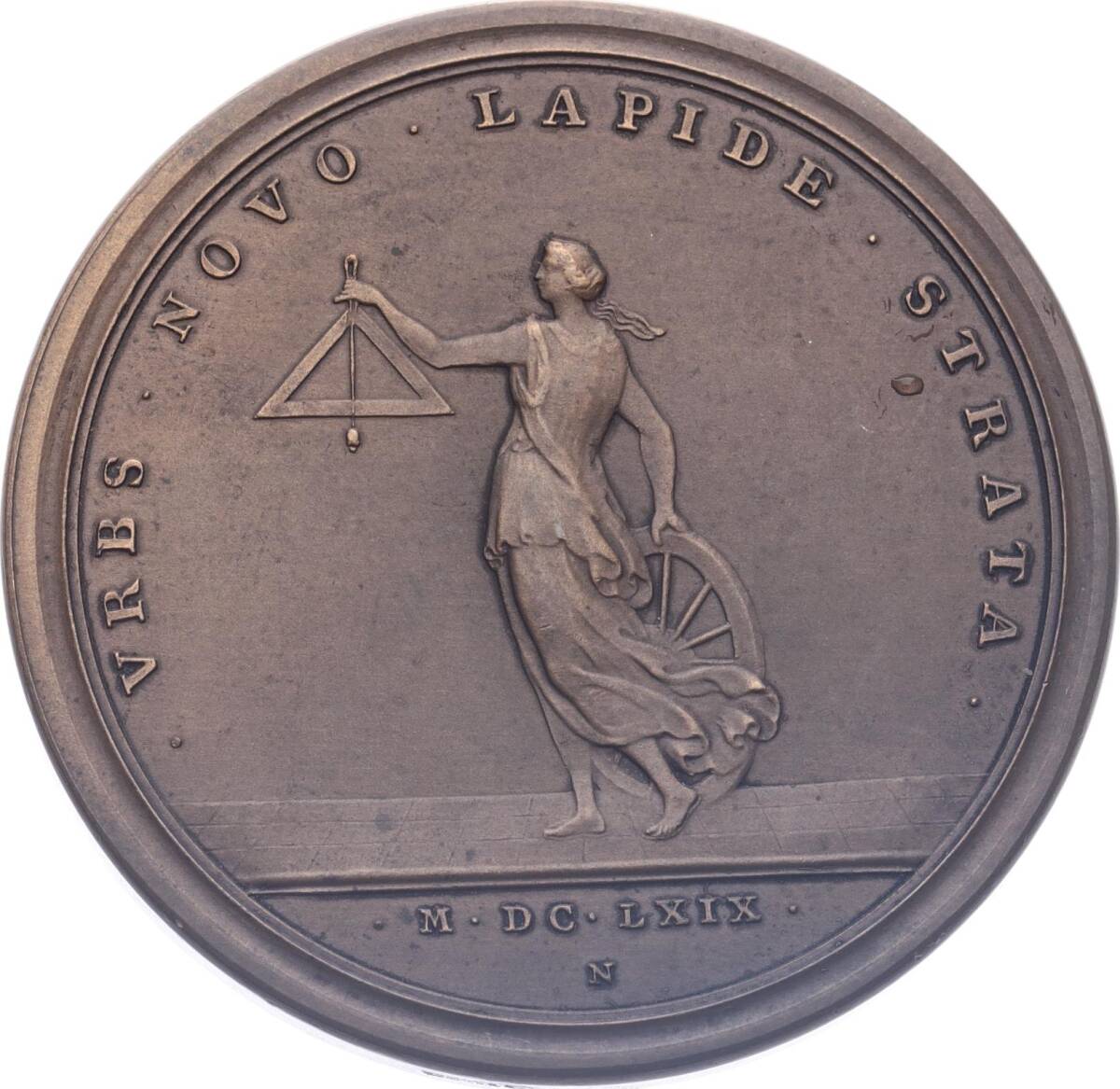 Fransa Kral XIV.Louis 1669 Yılı Paris'in Modernleşmesi Madalyon ( Restrike -19YY) MVM2166 - 3