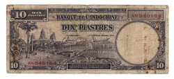 Fransız Indochine (Çinhindi) 10 Piastres 1947 Temiz YKP8193 - 1