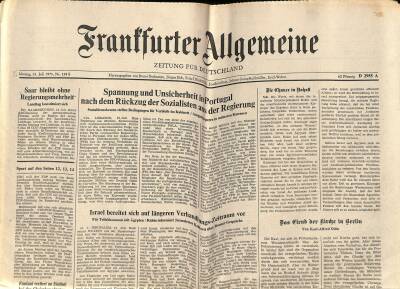 Frantfurter Allgemeine Gazetesi 14 Juli 1975 - Israel Bereitet Sich Auf Langeren Verhandlungs-Zeitraum Vor GZ125139 - 1
