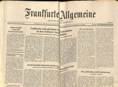 Frantfurter Allgemeine Gazetesi 25 Juni 1975 - Straub Bekundet Solidaritat Mit Dem Kanzlerkandidaten Kohl GZ125148 - 1