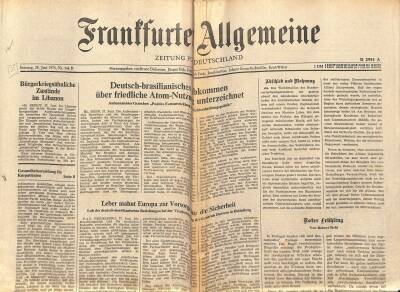 Frantfurter Allgemeine Gazetesi 28 Juni 1975 - Leber Mahnt Europa Zur Vorsorge Für Die Sicherheit GZ125151 - 1