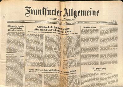 Frantfurter Allgemeine Gazetesi 31 Juli 1975 - Carvalho Droht Den Portugiesen Offen Mit Unterdrückung Und Gewald GZ125145 - 1