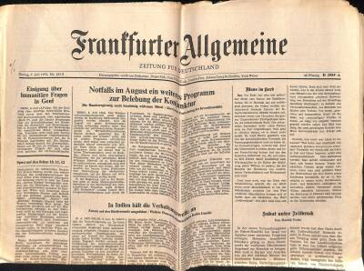 Frantfurter Allgemeine Gazetesi 7 Juli 1975 - Notfalls Im August Ein Weiteres Programm Zur Belebung Der Konjunktur GZ125166 - 1