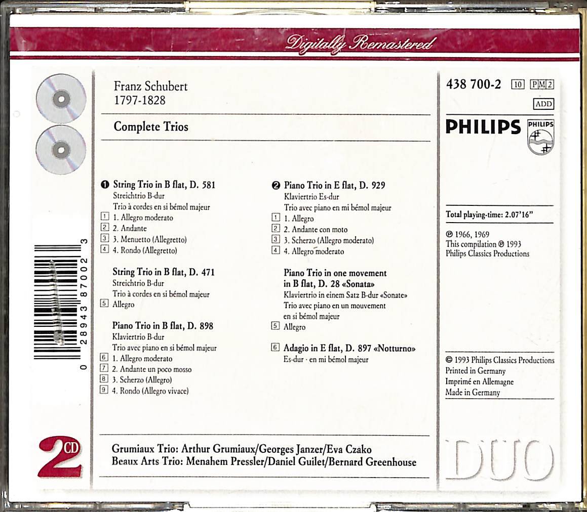 Franz Schubert - Complete Trios CD (İkinci El) CD3991 - 2