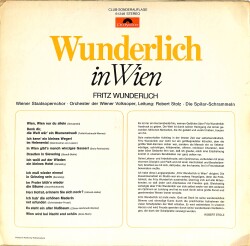 Fritz Wunderlich – Wunderlich in Wien | Polydor 33'lük LP (Long Play) PLAK (10/8.5) ''Orijinal Avusturya Baskısı'' PLK28179 - 3