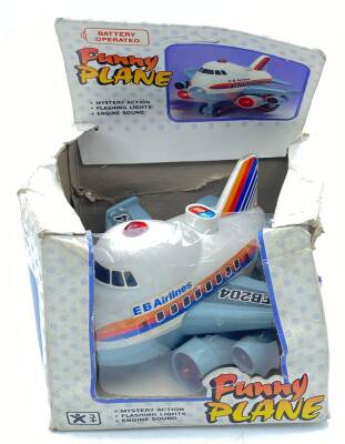 Funny Plane Işıklı Müzikli Eski Oyuncak Uçak 1970ler OYN21 (N) - 2