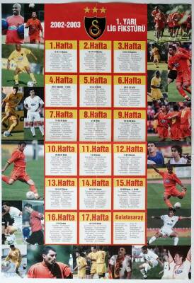 Galatasaray 2002-2003 Birinci Yarı Lig Fikstürü (33x48cm) Poster KRT11136 - 1