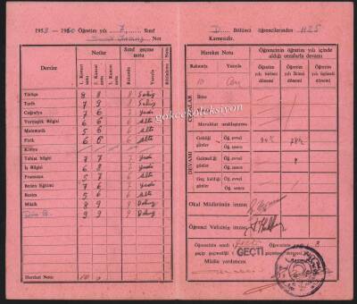 Galatasaray Lisesi 1959-60 Yılı Çalışma Karnesi EFM453 - 2