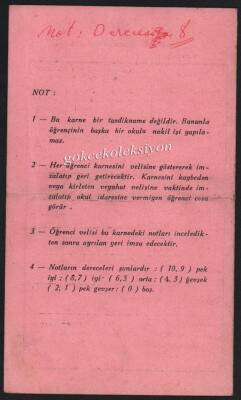 Galatasaray Lisesi 1959-60 Yılı Çalışma Karnesi EFM453 - 3