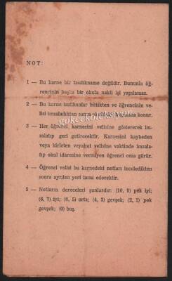 Galatasaray Lisesi 1960-61 Yılı Çalışma Karnesi EFM452 - 3