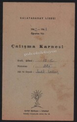 Galatasaray Lisesi 1962-63 Yılı Çalışma Karnesi EFM443 - 1