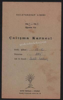 Galatasaray Lisesi 1962-63 Yılı Çalışma Karnesi EFM443 - 1