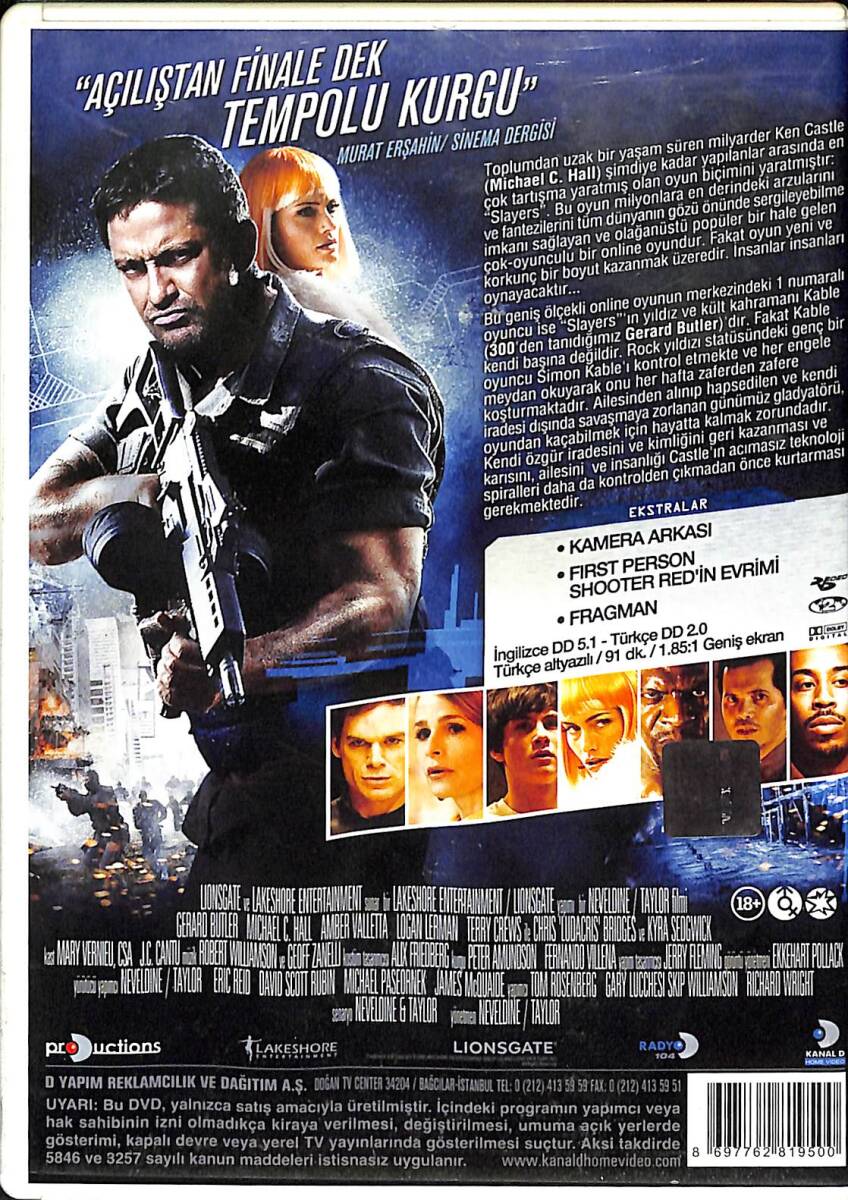 Gamer – Orijinal DVD (İkinci El) * Gerard Butler, Michael C. Hall, Amber Valletta, Terry Crews - 2009 - Aksiyon - Bilim Kurgu * DVD2937 - 2