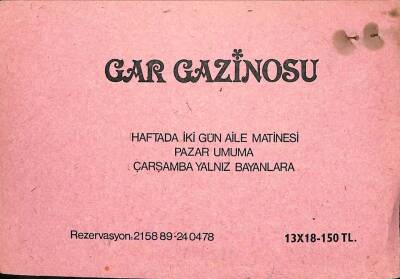 Gar Gazinosu Fotoğraf Kabı - Arka Kapak Gar Gazinosu Matine Reklamı EFM(N)10849 - 2