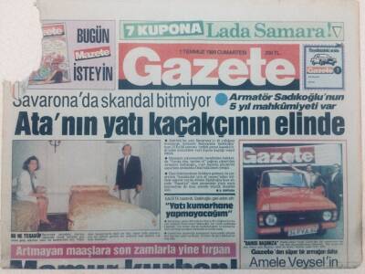 Gazete Gazetesi - 1 Temmuz 1989 - Atanın Yatı Kaçakçının Elinde GZ46848 - 1