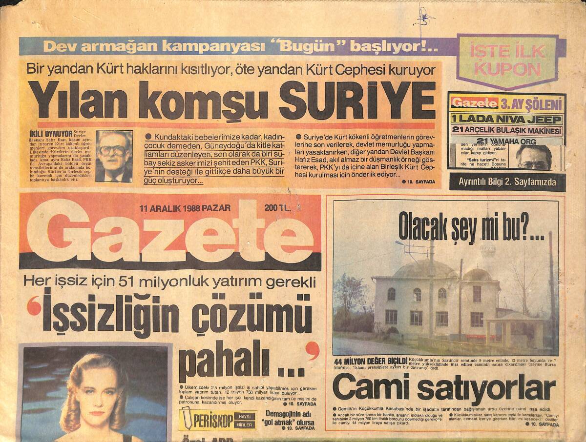 Gazete Gazetesi 11 Aralık 1988 - İstanbul'da Semra Özal Günleri - Kartal Zirvede GZ2909 - 1