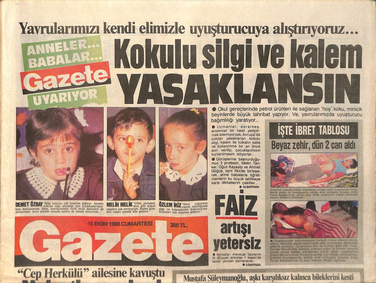 Gazete Gazetesi 15 Ekim 1988 - Nil Ünal Kürkleri Üçledi - Emel'ciler, Müjde'ciler Gece Sizin GZ3327 - 1