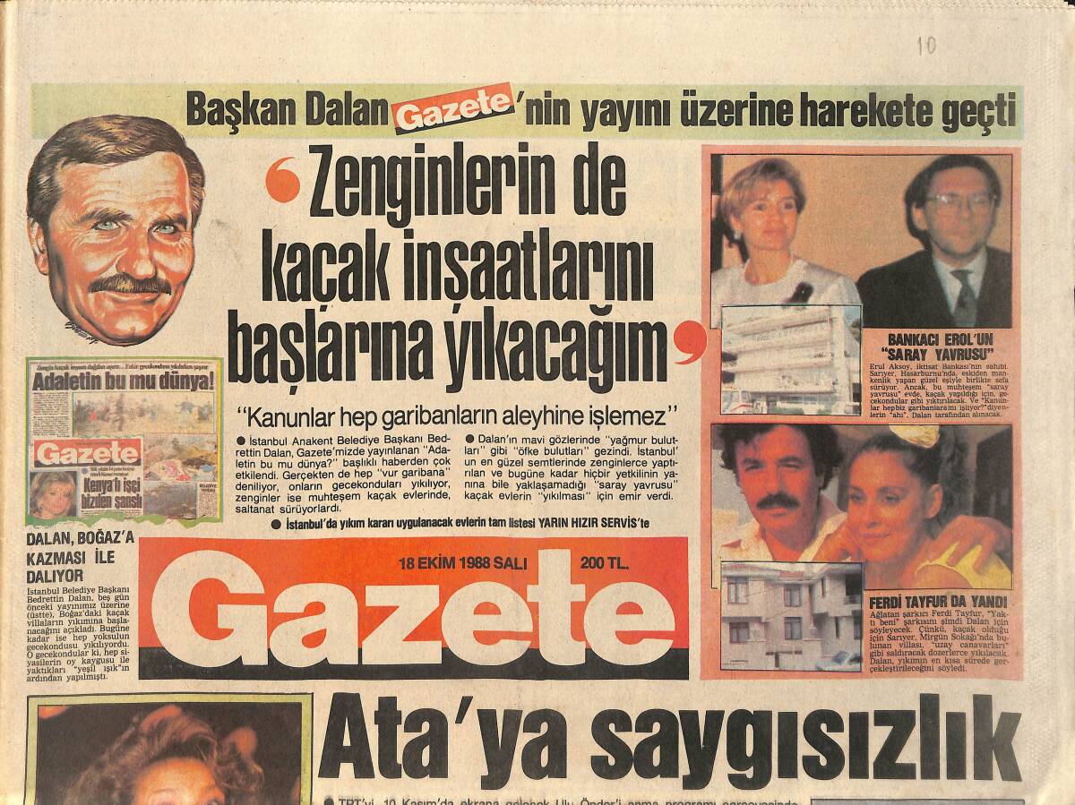 Gazete Gazetesi 18 Ekim 1988 - Ferdi Tayfur Da Yandı - Herkes Ajda'yı Konuşuyor GZ2000 - 1