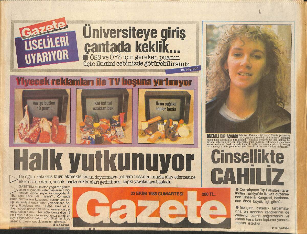 Gazete Gazetesi 22 Ekim 1988 - Galatasaray'da Tekmeler Havada Uçtu - 25. Altın Portakal'da Evlilerin Zaferi GZ2002 - 1