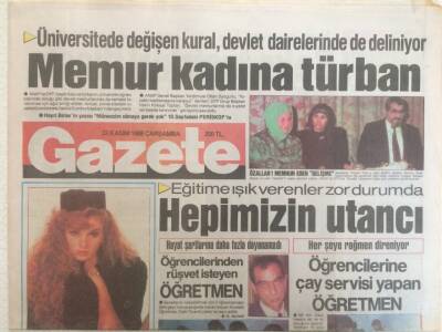 Gazete Gazetesi 23 Kasım 1988 - Memur Kadına Türban GZ35133 - 1
