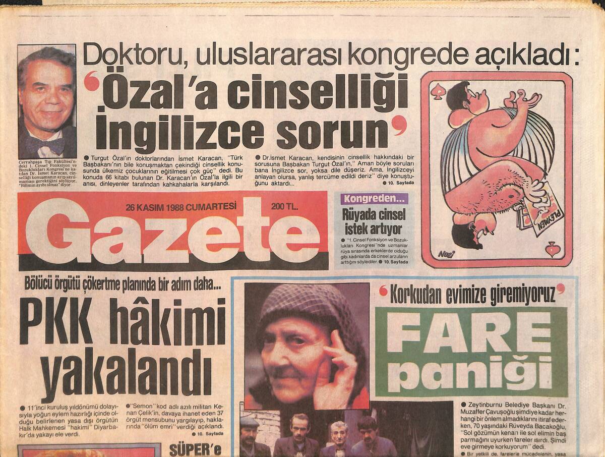 Gazete Gazetesi 26 Kasım 1988 - Barış Manço Kuzey Kutbu'na Gidiyor - Özal'a Cinselliği İngilizce Sorun GZ3345 - 1