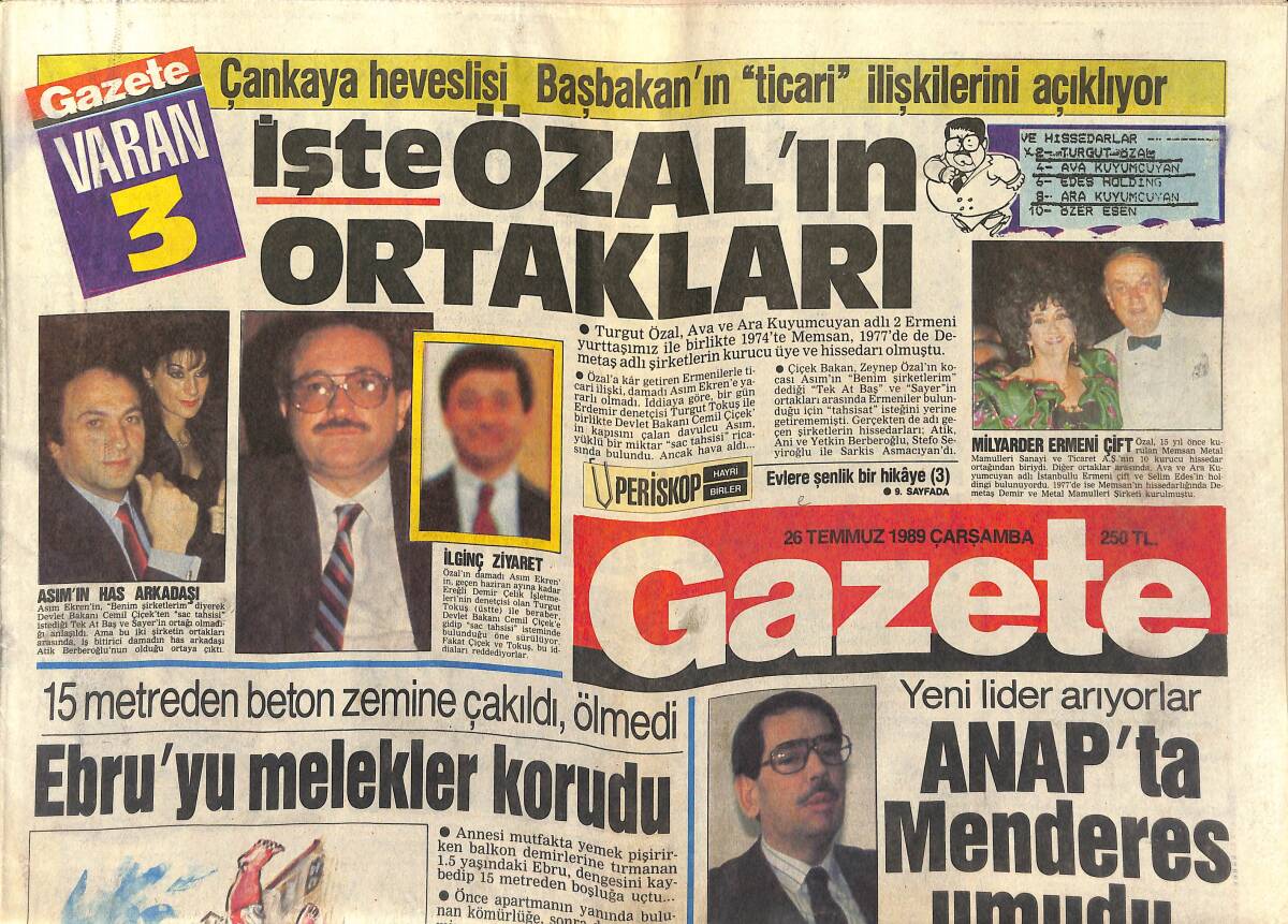 Gazete Gazetesi 26 Temmuz 1989 - Zeki Müren Yine Fitil - Tanju Şarjına, Hülya Avşar Usulü Deşarj GZ151352 - 1