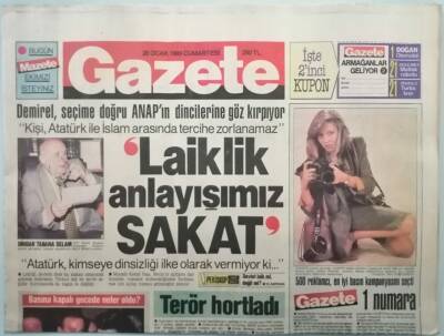 Gazete Gazetesi 28 Ocak 1989 Demirel Seçime Doğru ANAPın Dincilerine Göz Kırpıyor -GZ37849 - 1