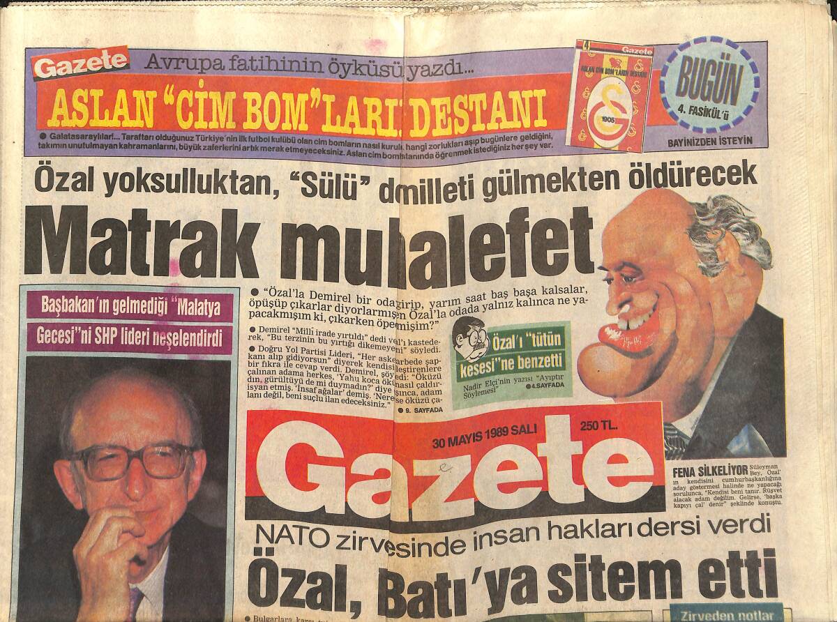 Gazete Gazetesi 30 Mayıs 1989 - İnönü Kayısıyı Yedi - Tanju'dan Rıdvan'a Tebrik, Rıza'ya Teselli GZ151355 - 1