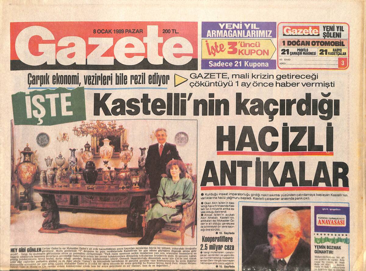 Gazete Gazetesi 8 Ocak 1989 - Levent Kırca İle Gırgır Söyleşi - Bülent Ersoy, Bayan Özal'a Bağlılık Bildirdi - Emel'in Evet Dediği Erkek GZ3344 - 1