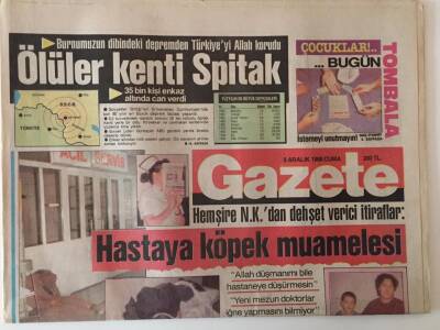 Gazete Gazetesi 9 Aralık 1988 - Sovyetler Birliğinin Ermenistan Cumhuriyetinde Son 80 Yılın En Büyük Depremi Yaşandı Ölüler Kenti Spitak 35 Bin Kişi Enkaz Altında Kaldı GZ18849 - 1