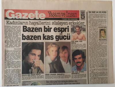 Gazete Gazetesi Yaşam Ve İnsan Eki 11 Şubat 1989 - Kadınların Hayallerini Süsleyen Erkekler Kadir İnanır Haşin Tavrıyla .. GZ26574 - 1