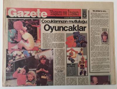 Gazete Gazetesi Yaşam Ve İnsan Eki 23 Ocak 1989 - Çocuklarımızın Mutluluğu Oyuncaklar GZ26573 - 1