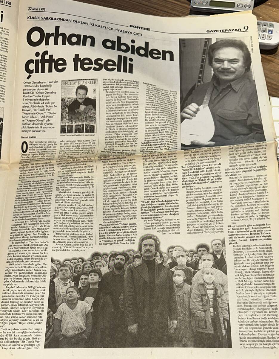 Gazete Pazar Gazetesi 22 Mart 1998 - Formula 1'in Perde Arkası - Orhan Gencebay'dan Çifte Teselli GZ155471 - 2