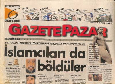 Gazete Pazar Gazetesi 8 Haziran 1997 - Şevki Yılmaz Ve Hasan Hüseyin Ceylanın Küfürlü Konuşmaları Kamplaşmalara Yol Açtı GZ96726 - 1