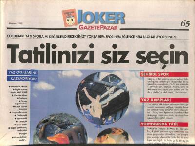 Gazete Pazar Gazetesi Joker Eki 1 Haziran 1997 - Engin Sönmezoğlu Tutkum Yüzme Öğretmek GZ96727 - 1