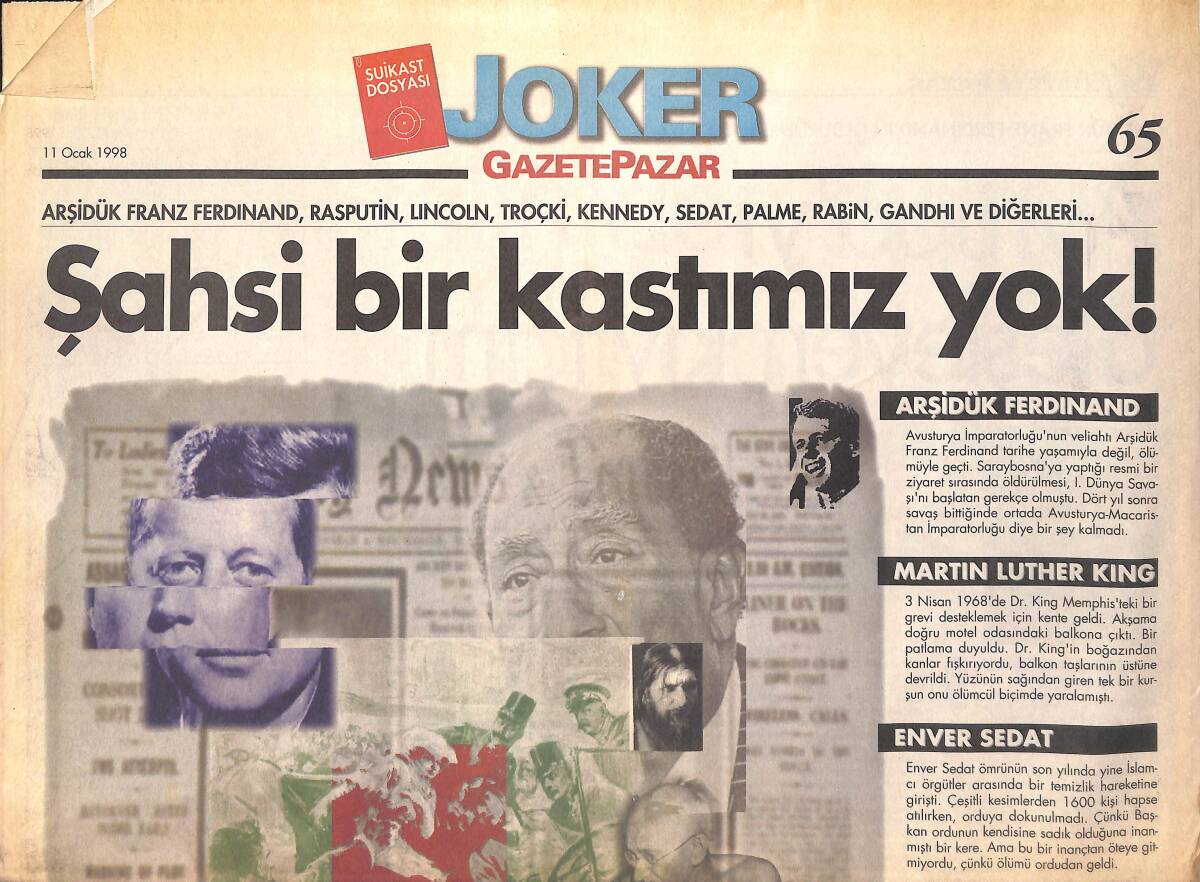 Gazete Pazar Gazetesi Joker Eki 11 Ocak 1998 - Hindistan'ın Üç Gandhi'si - Avrupa'yı Ateşleyen Kıvılcım GZ155724 - 1