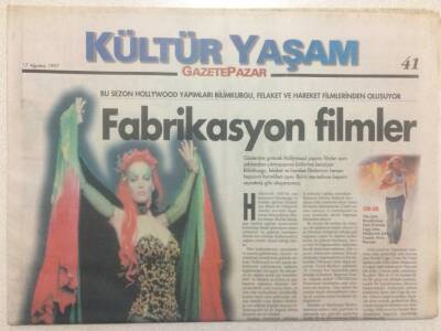 Gazete Pazar Gazetesi Kültür Yaşam Eki 17 Ağustos 1997 - Fabrikasyon Filmler GZ50421 - 1