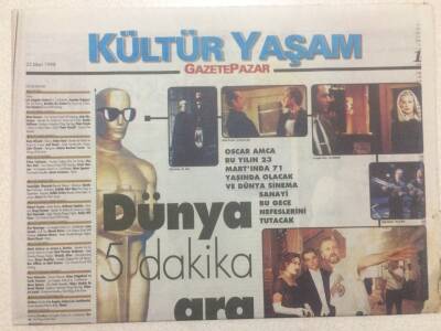 Gazete Pazar Gazetesi Kültür Yaşam Eki 22 Mart 1998 - Dünya 5 Dakika Arar Verecek GZ50431 - 1