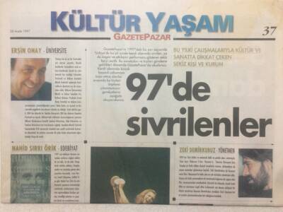 Gazete Pazar Gazetesi Kültür Yaşam Eki 28 Aralık 1997 - 1997de Sivrilenler GZ50464 - 1