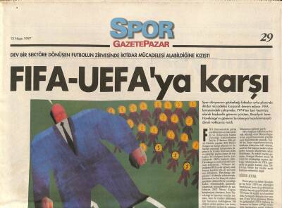 Gazete Pazar Gazetesi Spor Eki 13 Nisan 1997 - Dev Bir Sektöre Dönüşen Futbolun Zirvesinde İktidar Mücadelesi Alabildiğine Kızıştı GZ96738 - 1