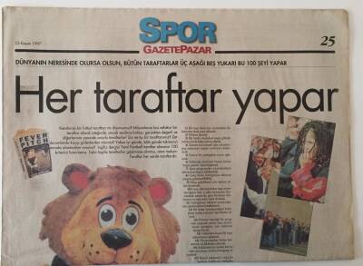 Gazete Pazar Gazetesi Spor Eki 23 Kasım 1997 - Her Taraftar Yapar GZ26576 - 1