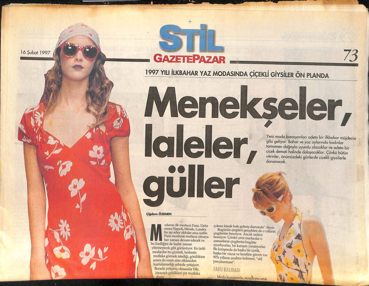 Gazete Pazar Gazetesi Stil Eki 16 Şubat 1997 - Parfüm Duygusal Bir Tercih - Yonca Evcimik'in Arkadaşı Bahar GZ155440 - 1