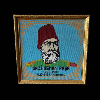 Gazi Osman Paşa El İşi Boncuk İşleme Tablo ( Çerçeveli ) SNL2 - 1