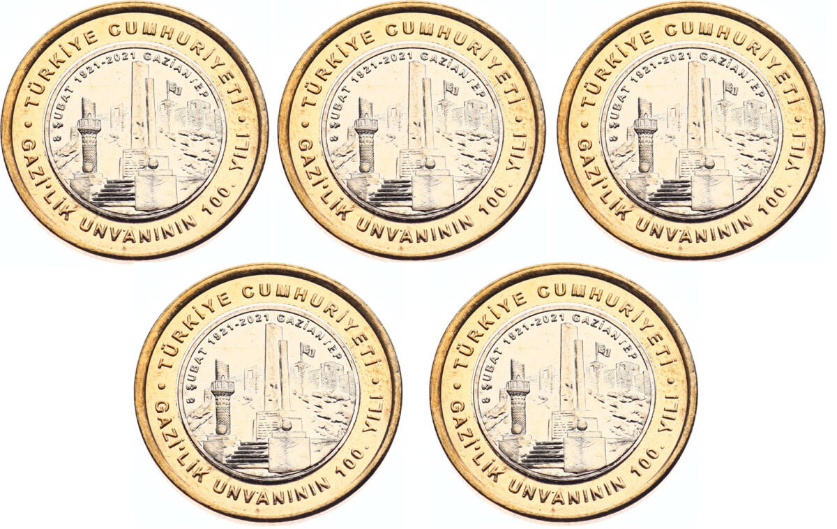 Gaziantep Gazilik Ünvanının 100.Yılı 2021 - 5 Adet ÇİL TCM3113 - 1
