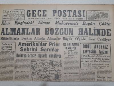Gece Postası Gazetesi 1 Mart 1945 - Almanlar Bozgun Halinde GZ71531 - 2