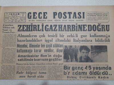 Gece Postası Gazetesi 13 Mart 1945 - Zehirli Gaz Harbine Doğru, Almanlar Zehirli Gaz Kullanacaklar GZ71536 - 2