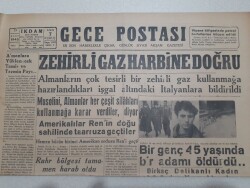 Gece Postası Gazetesi 13 Mart 1945 - Zehirli Gaz Harbine Doğru, Almanlar Zehirli Gaz Kullanacaklar GZ71536 - 1