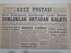 Gece Postası Gazetesi 13 Şubat 1945 - Kırım Konferansının Kararlarından Londra Memnun GZ71559 - 1