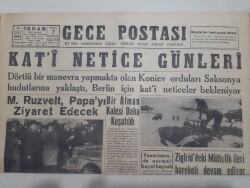 Gece Postası Gazetesi 14 Şubat 1945 - M.Ruzvelt Papayı Ziyaret Edecek GZ71560 - 1