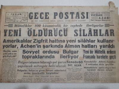 Gece Postası Gazetesi 16 Eylül 1944 - Sovyet Ordusu Bulgar Topraklarında İlerliyor GZ71573 - 1